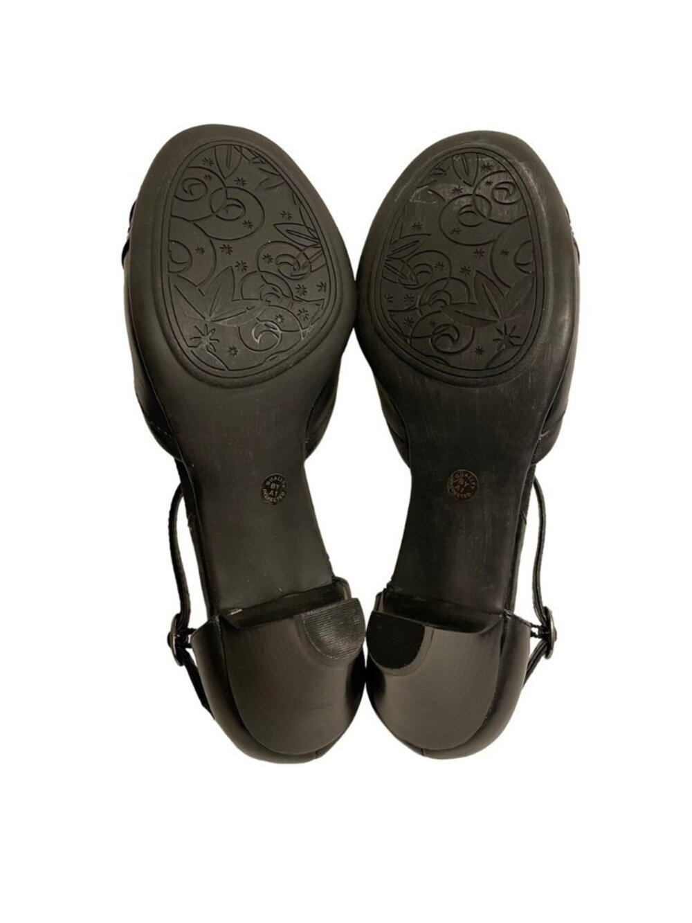 Strictly Comfort Black Mary Jane Leather Heels Ankle Strap Size 8.5 Left 9 Right - Picture 12 of 15